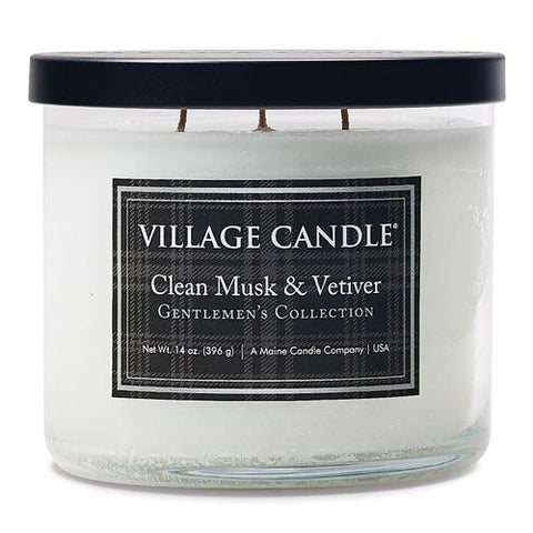 Village Candle - Clean Musk & Vetiver - Gentlemen`s Collection - 3 Docht Duftkerze - 396g