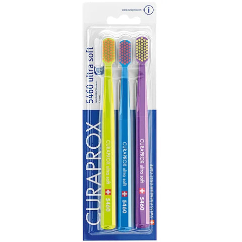 Curaprox - 5460 Ultra Soft - Zahnbürste - 3er Pack - Limettengrün - Blau - Lila