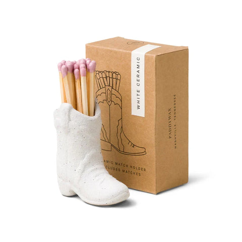 Paddywax - Cowboy Boot Match Holder - Dekorative Zündhölzer - White – Teil des Adopo Ritual-Trio Jungle (3-teilig)