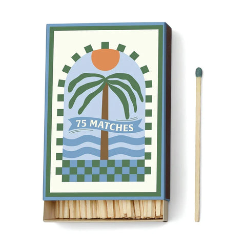 Paddywax - Adopo Boxed Matches "Palm Tree" - Dekorative Zündhölzer - 75 Stück – Teil des Adopo Ritual-Trio Palm Tree (3-teilig)
