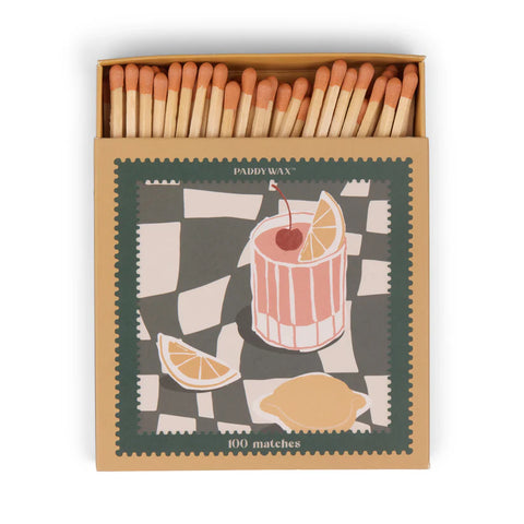Paddywax - Jumbo Boxed Matches "Cocktail" - Dekorative Zündhölzer - 100 Stück