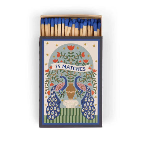 Paddywax - Adopo Boxed Matches "Peacock Blue" - Dekorative Zündhölzer - 75 Stück – Teil des Adopo Duft-Trio Peacock (3-teilig)