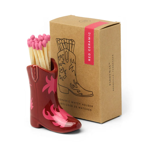 Paddywax - Cowboy Boot Match Holder - Dekorative Zündhölzer - Red & Pink