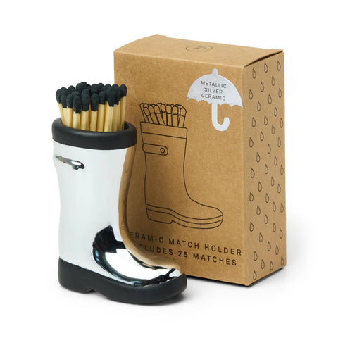 Paddywax - Wellington Boot Match Holder - Dekorative Zündhölzer - Chrome