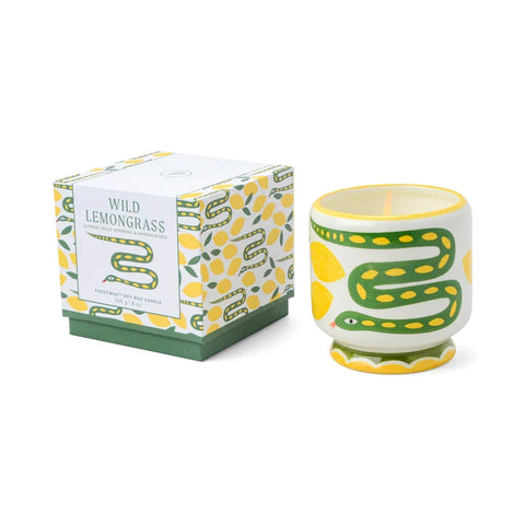 Paddywax - Adopo - Snake - Wild Lemongrass - Keramik Duftkerze - 226g – Teil des Adopo Ritual-Quartett Snake (4-teilig)