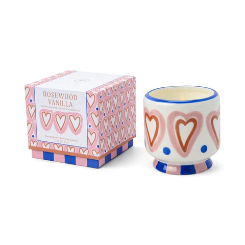 Paddywax - Adopo - Hearts - Rosewood Vanilla - Keramik Duftkerze - 226g – Teil des Adopo Duft-Trio Hearts (3-teilig)