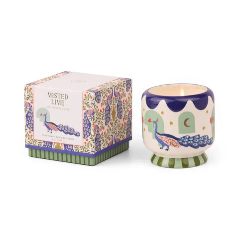 Paddywax - Adopo - Peacock - Misted Lime - Keramik Duftkerze - 226g – Teil des Adopo Duft-Quartett Peacock (4-teilig)