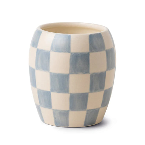 Paddywax - Checkmate - Light Blue - Cotton & Teak - Keramik Duftkerze - 311g