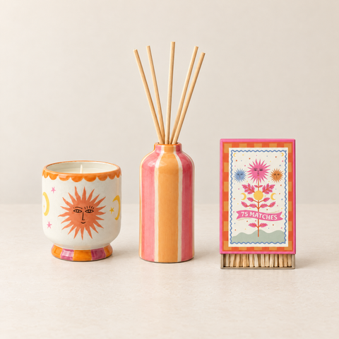 Paddywax Adopo Duft-Trio Sun – 3-teiliges Geschenkset: Duftkerze, Diffuser & Matches