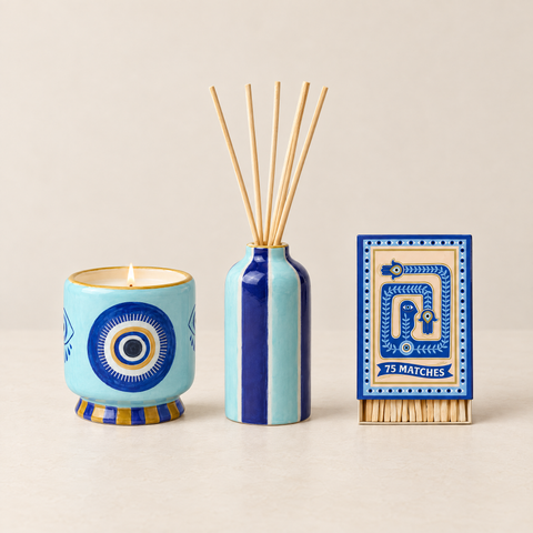 Paddywax Adopo Duft-Trio Eye – 3-teiliges Geschenkset: Duftkerze, Diffuser & Matches