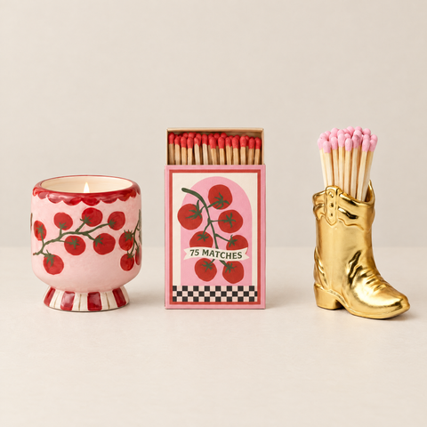 Paddywax Adopo Ritual-Trio Tomato Vine – 3-teiliges Geschenkset: Duftkerze, Matches & Cowboy Boot