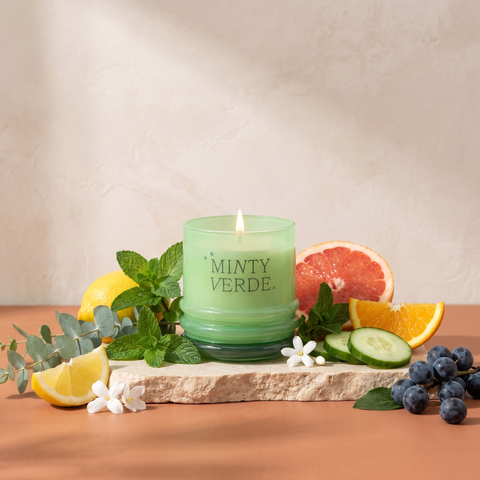 Paddywax Stack - Minty Verde - Duftkerze - 198g mit Duftzutaten: Zitrone, Eukalyptus, Orange, grüne Minze, Grapefruit, Gurke, Jasmin, Schlehe, weißer Moschus und Pfefferminze