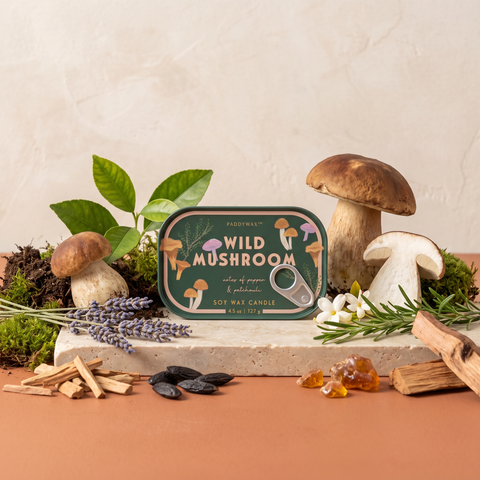 Paddywax Bistro - Wild Mushroom - Tin Duftkerze - 127g mit Duftzutaten: Zitronenblätter, Lavendel, Jasmin, Steinpilz, Rosmarin, Sandelholz, Tonkabohne, Amber, Patchouli und Zedernholz