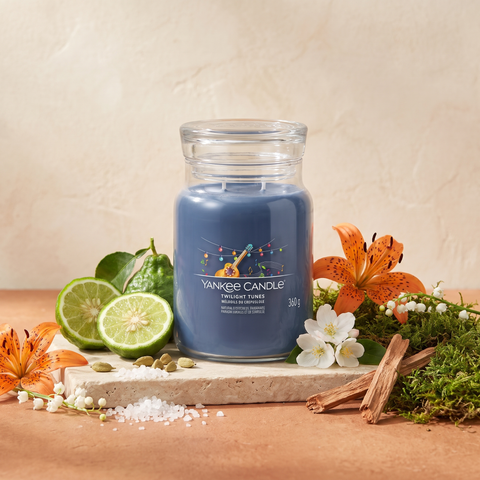 Yankee Candle Twilight Tunes - Signature 2 Docht Duftkerze - 368g mit Duftzutaten: aquatische Noten, Kardamom, Bergamotte, Tigerlilie, Apfelblüte, Maiglöckchen, Zedernholz, Moos und Moschus