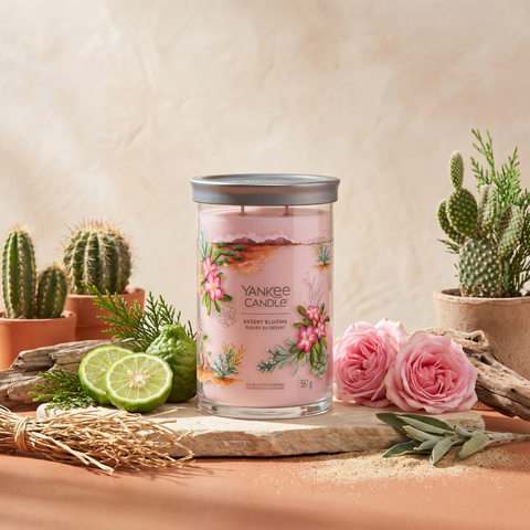 Yankee Candle Desert Blooms - Signature 2 Docht Tumbler - 567g mit Duftzutaten: Bergamotte, Zypresse, Saguaro-Kaktus, Rosenblüten, Vetivergras, Salbei, Treibholz, Moschus und Aldehyde