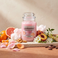 Yankee Candle Sugared Blossom - Duftkerze - 538g mit Duftzutaten: Grapefruit, Mandarine, kandierte Mandeln, Zuckerwatte, Freesie, Pfirsichnektar, Jasmin, Zuckerrohr, Vanille, Kakao und Sandelholz