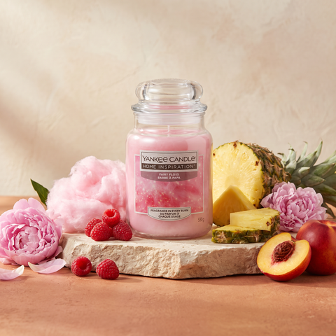 Yankee Candle Fairy Floss - Duftkerze - 538g mit Duftzutaten: Himbeere, Pfingstrose, Ananas und Nektarine