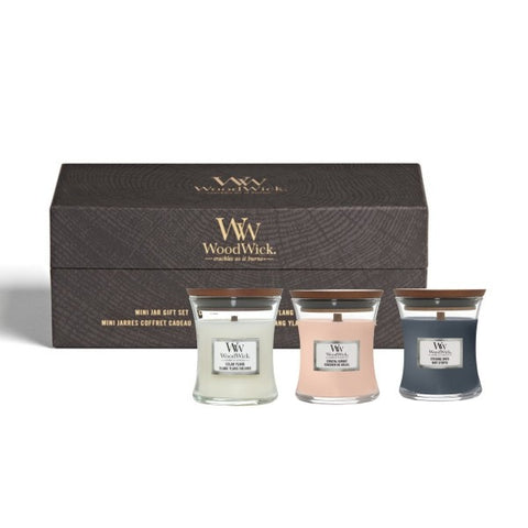 WoodWick - Geschenkset Blumig - 3 kleine Kerzen mit Knisterndem Docht